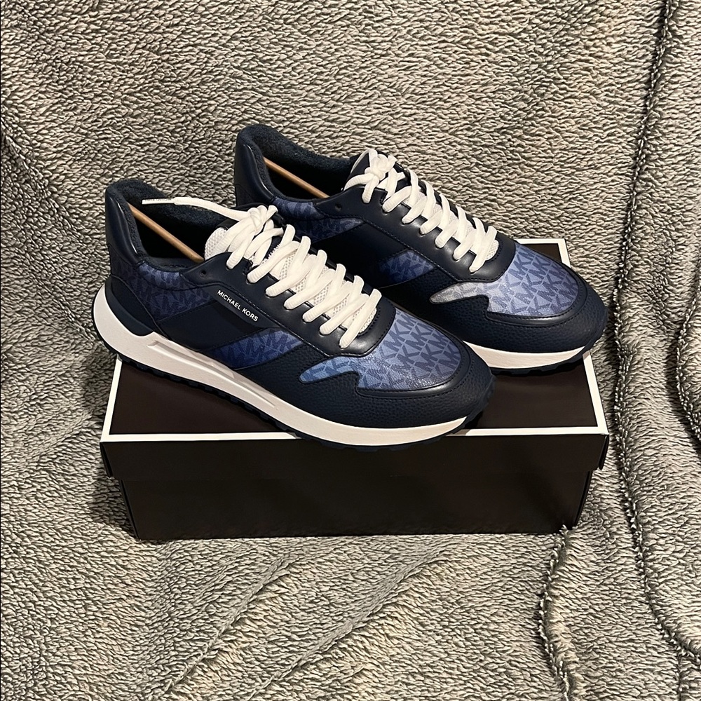 Michael Kors Navy and White Sneakers